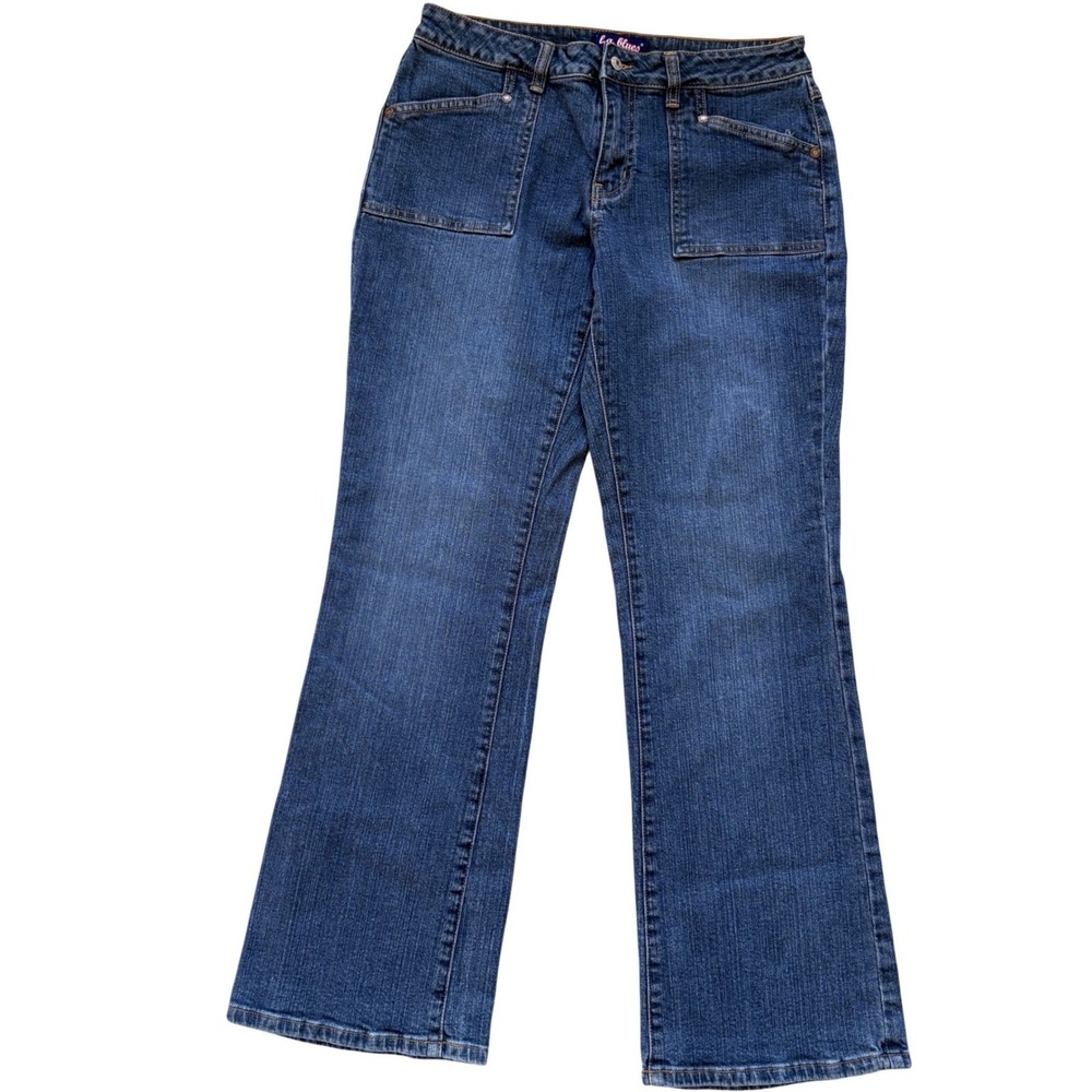 L.A. Blues Bootcut Jeans Womens 8P Blue Stretch Patch Pocket Denim Petite‎